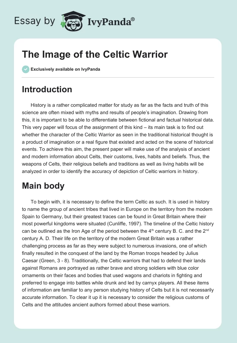 The Image of the Celtic Warrior. Page 1