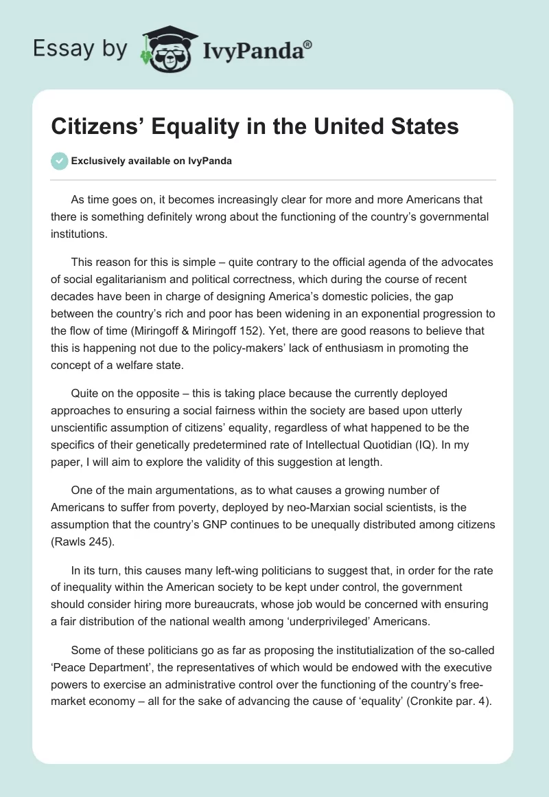 Citizens’ Equality in the United States. Page 1