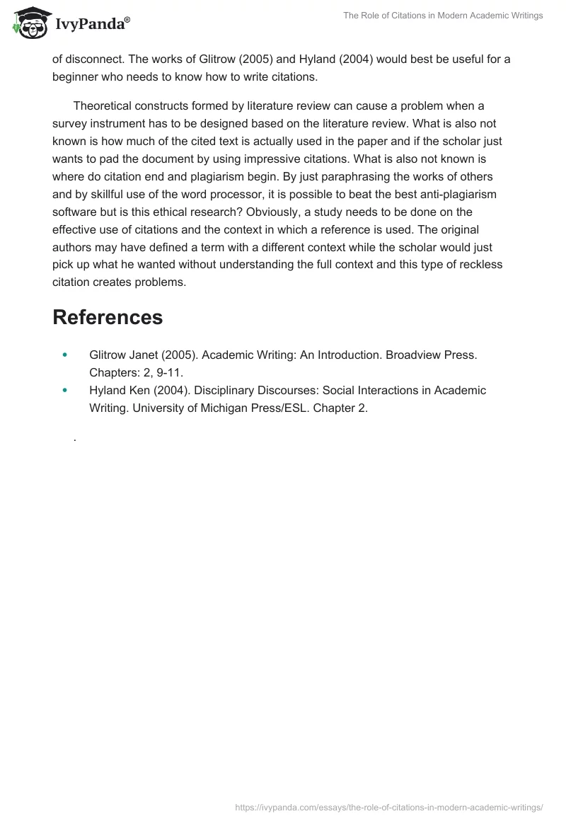 The Role of Citations in Modern Academic Writings. Page 2