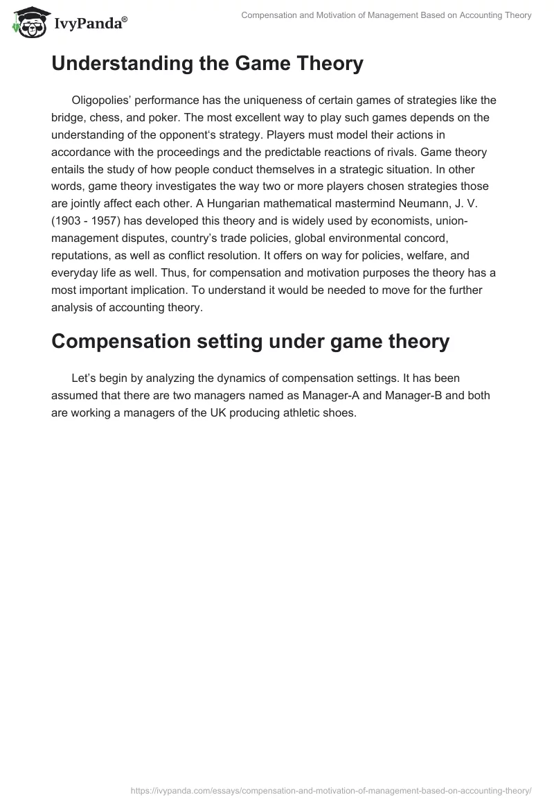 Compensation and Motivation of Management Based on Accounting Theory. Page 2