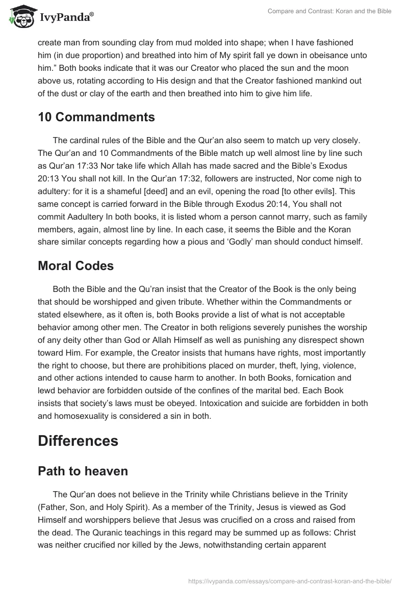 Compare and Contrast: Koran and the Bible. Page 2