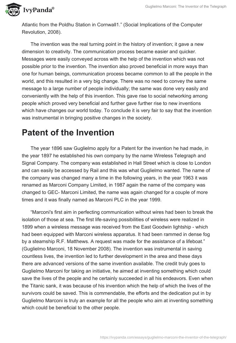 Guglielmo Marconi: The Inventor of the Telegraph. Page 3