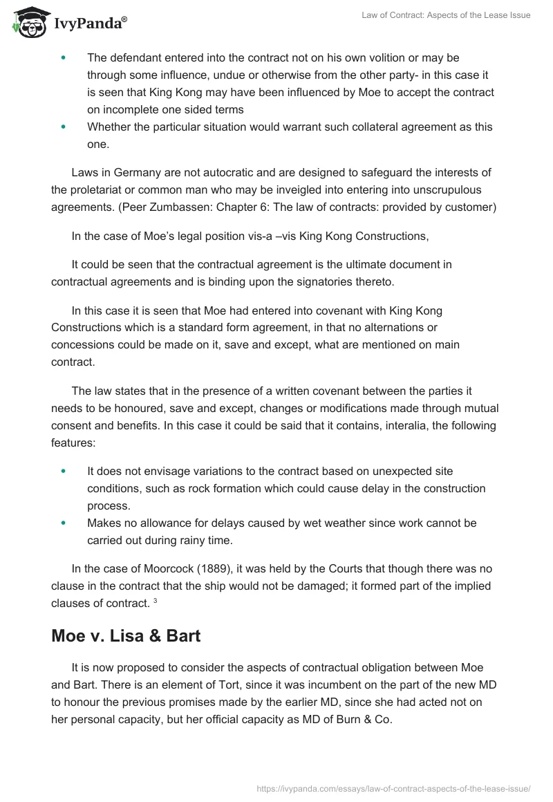 Law of Contract: Aspects of the Lease Issue. Page 4