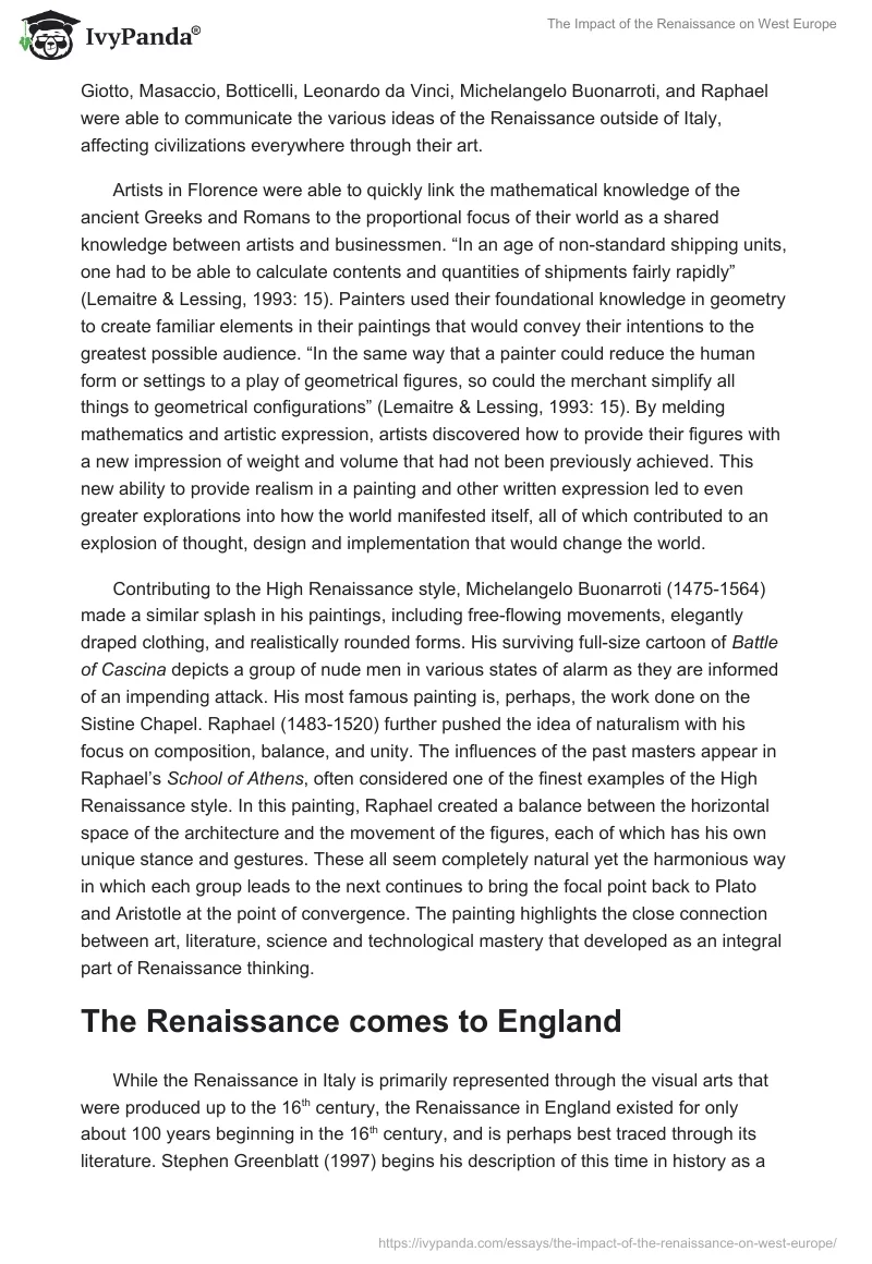 The Impact of the Renaissance on West Europe. Page 2
