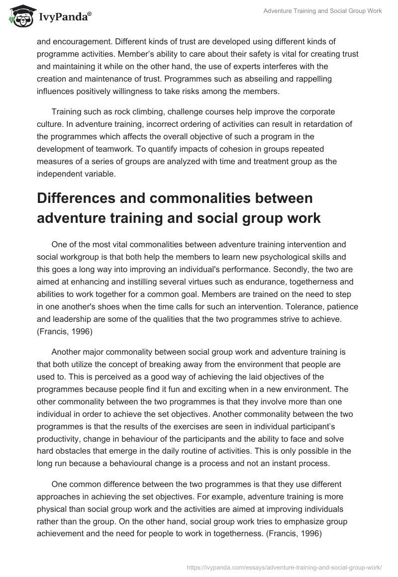 Adventure Training and Social Group Work. Page 5