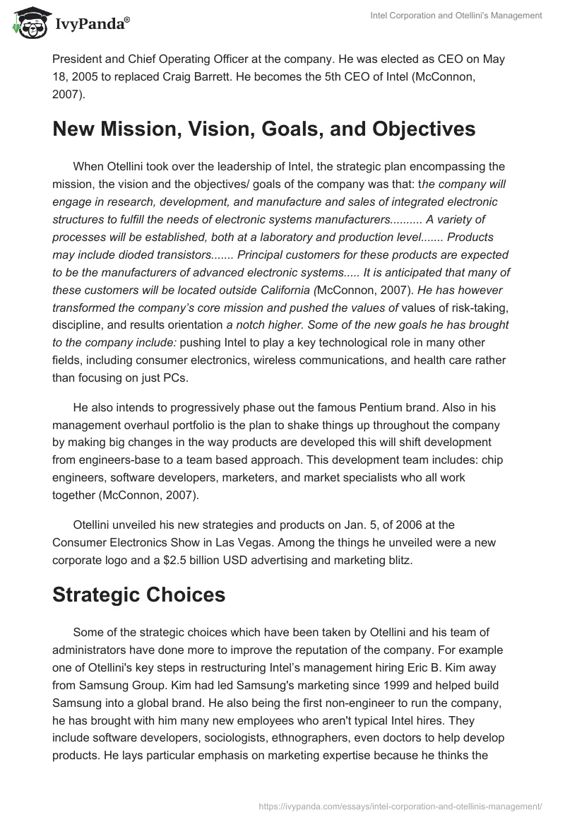 Intel Corporation and Otellini's Management. Page 2
