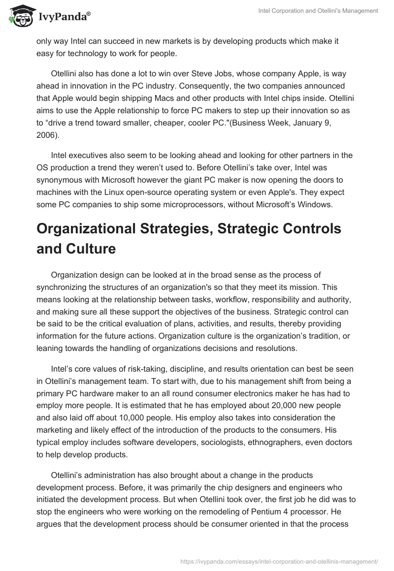 Intel Corporation and Otellini's Management. Page 3