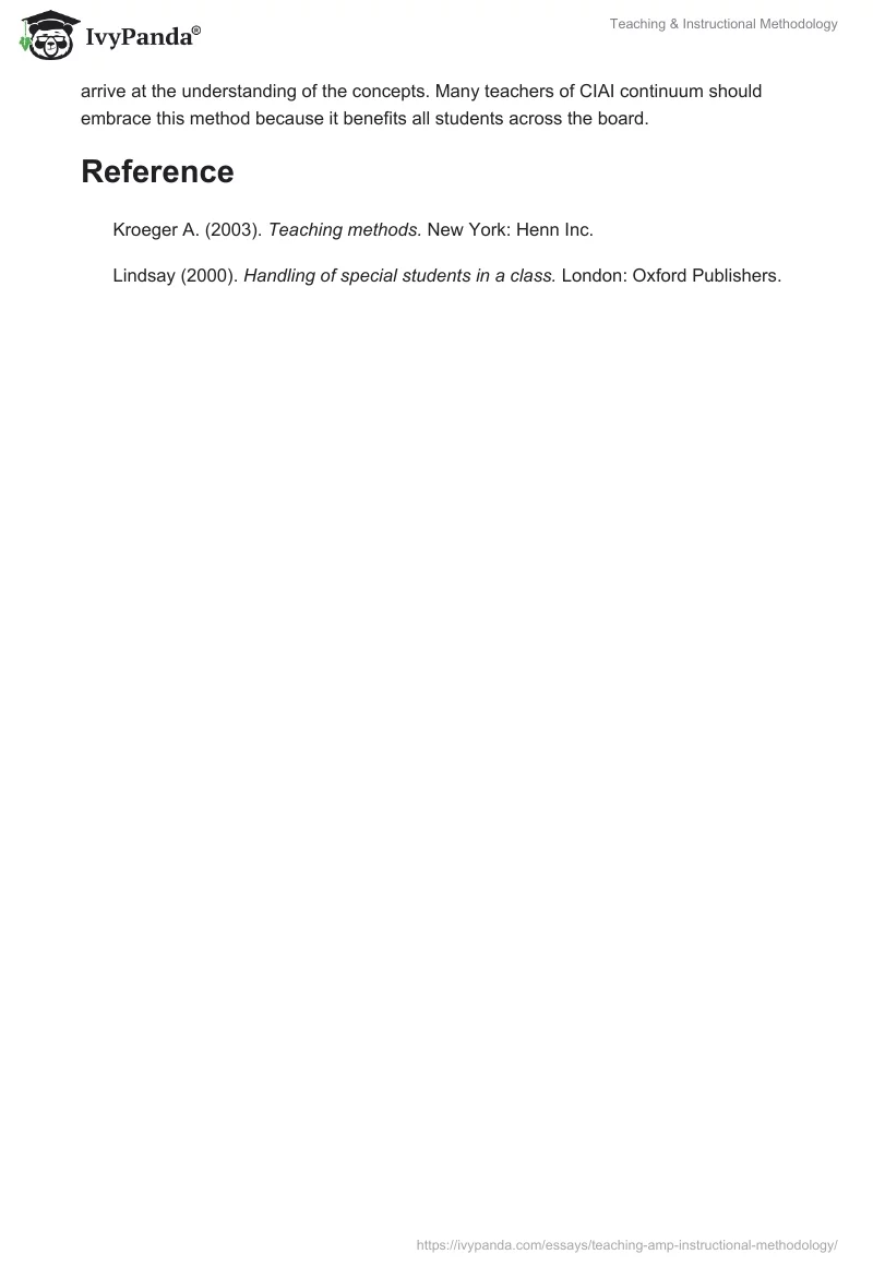 Teaching & Instructional Methodology. Page 3