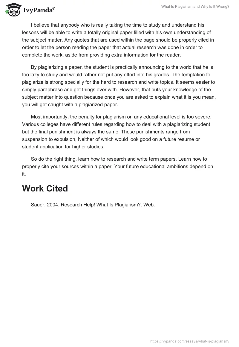 What Is Plagiarism and Why Is It Wrong?. Page 2