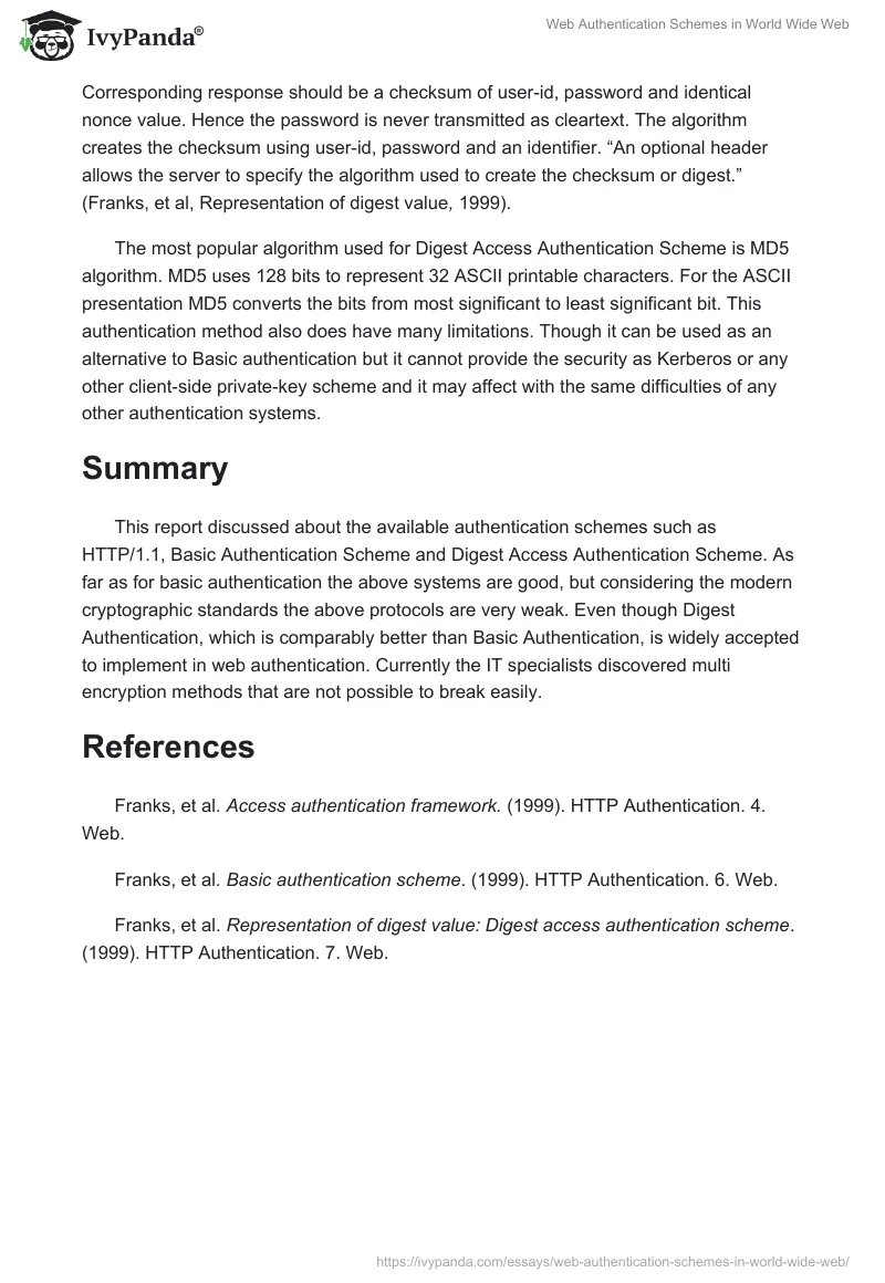 Web Authentication Schemes in World Wide Web. Page 4
