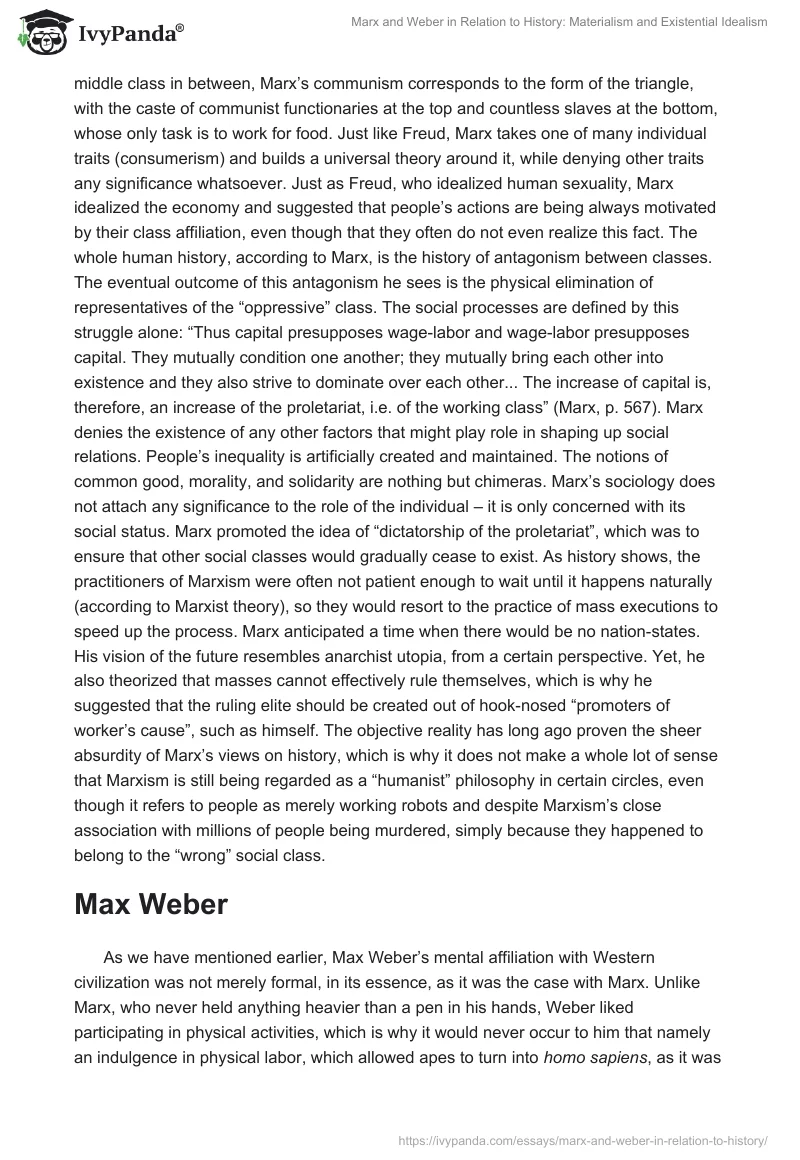 Marx and Weber in Relation to History: Materialism and Existential Idealism. Page 2