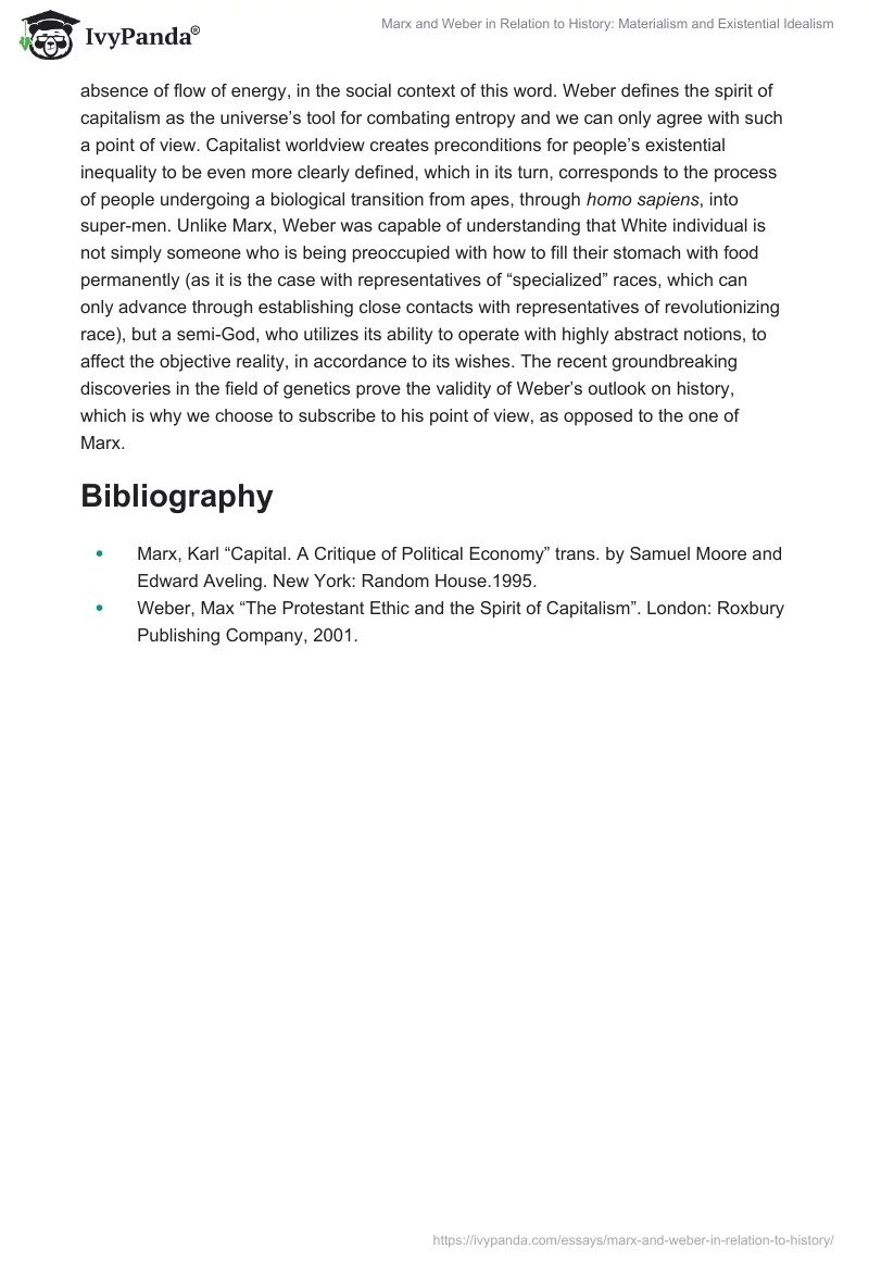 Marx and Weber in Relation to History: Materialism and Existential Idealism. Page 4