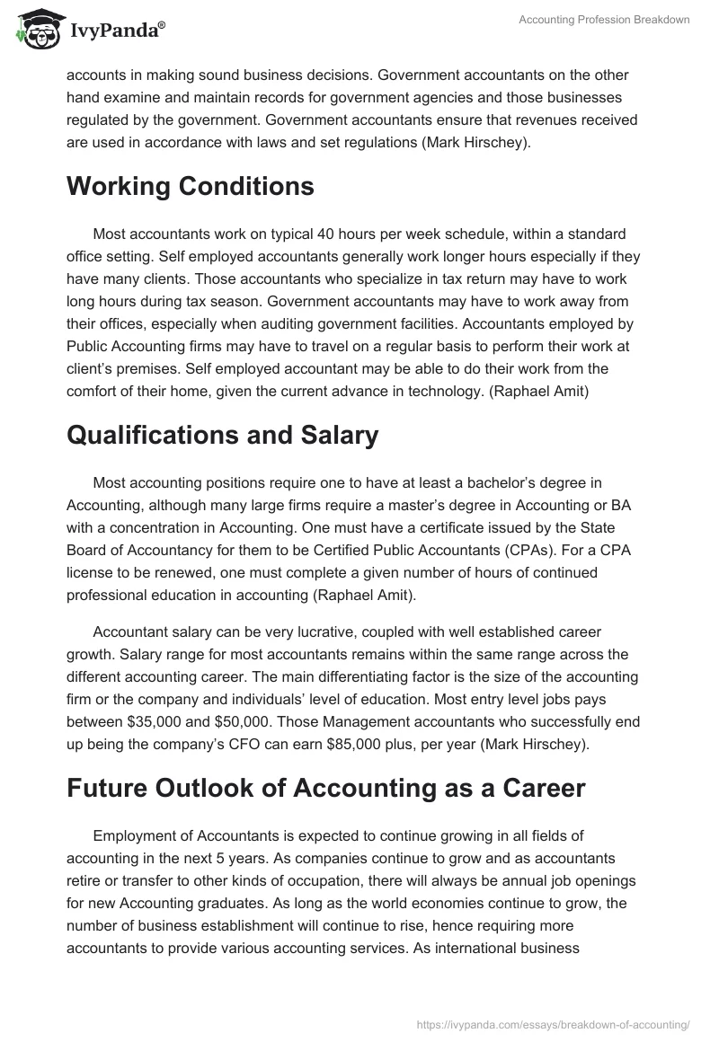 Accounting Profession Breakdown. Page 2