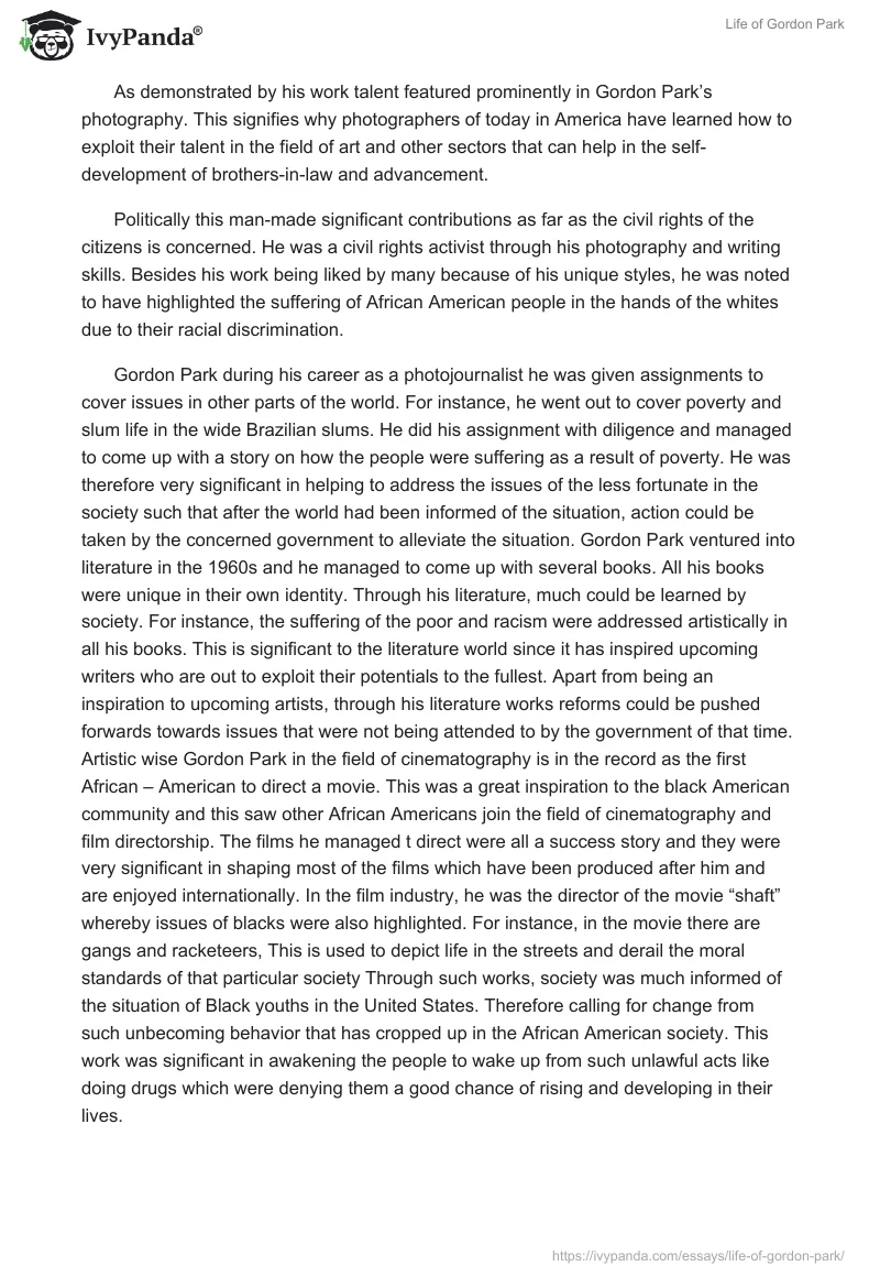 Life of Gordon Park. Page 3