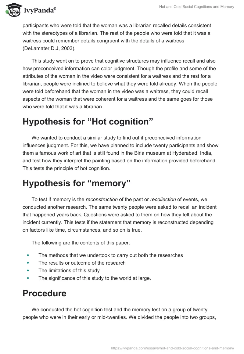 Hot and Cold Social Cognitions and Memory. Page 3