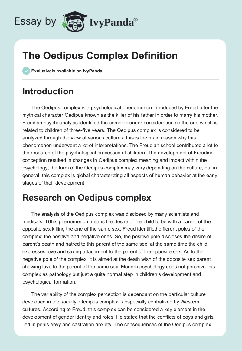 The Oedipus Complex Definition. Page 1