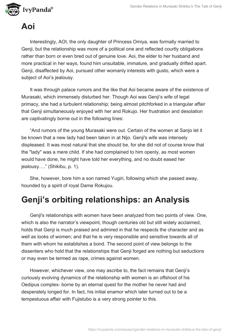 Gender Relations in Murasaki Shikibu’s "The Tale of Genji". Page 5