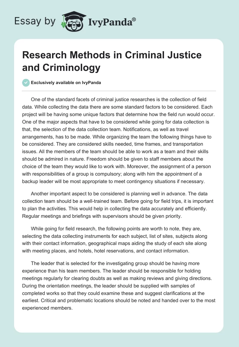 research methods in criminal justice paper topics
