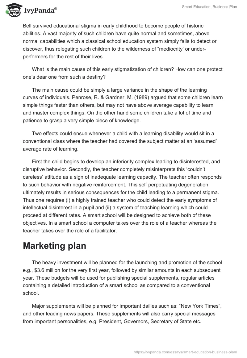 Smart Education: Business Plan. Page 4