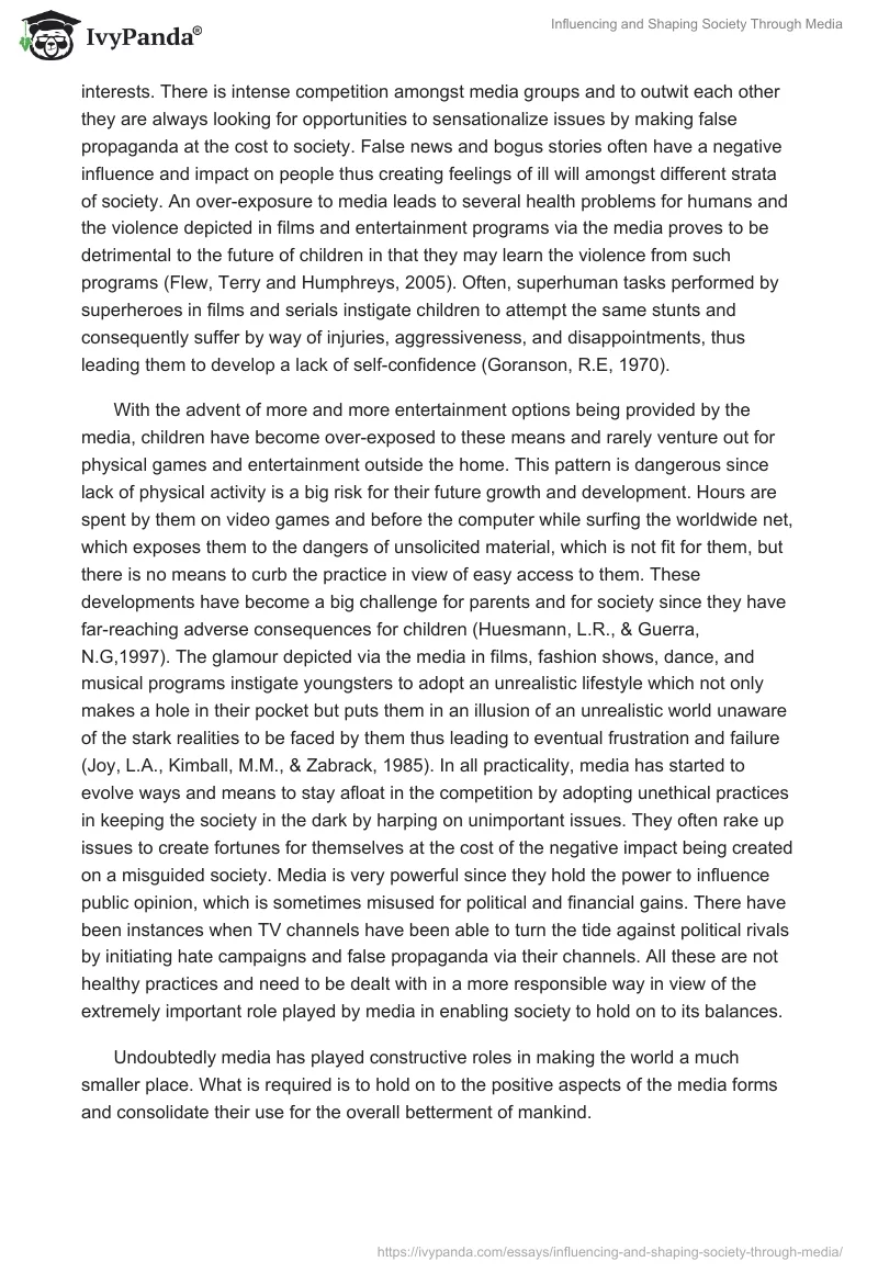 Influencing and Shaping Society Through Media. Page 2