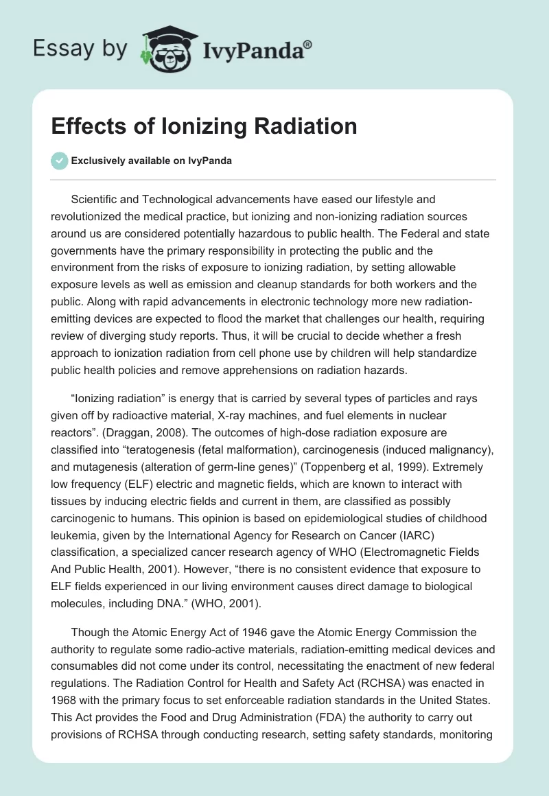 Effects of Ionizing Radiation. Page 1