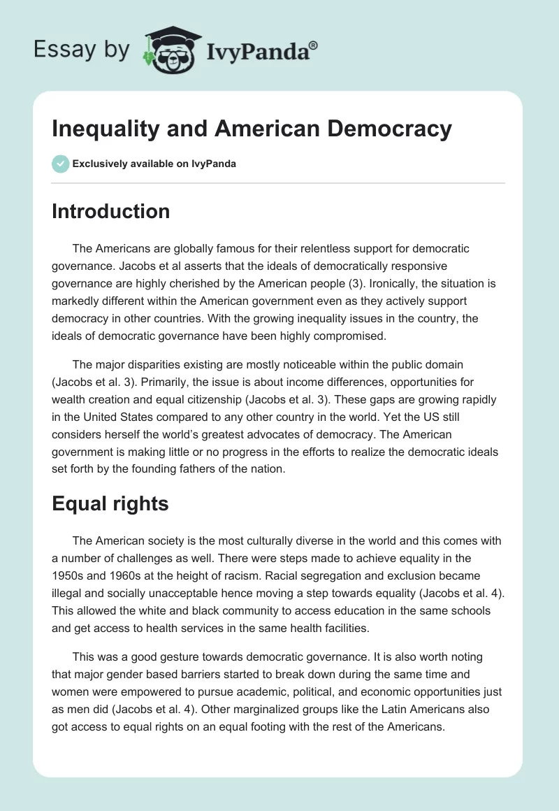 Inequality and American Democracy. Page 1