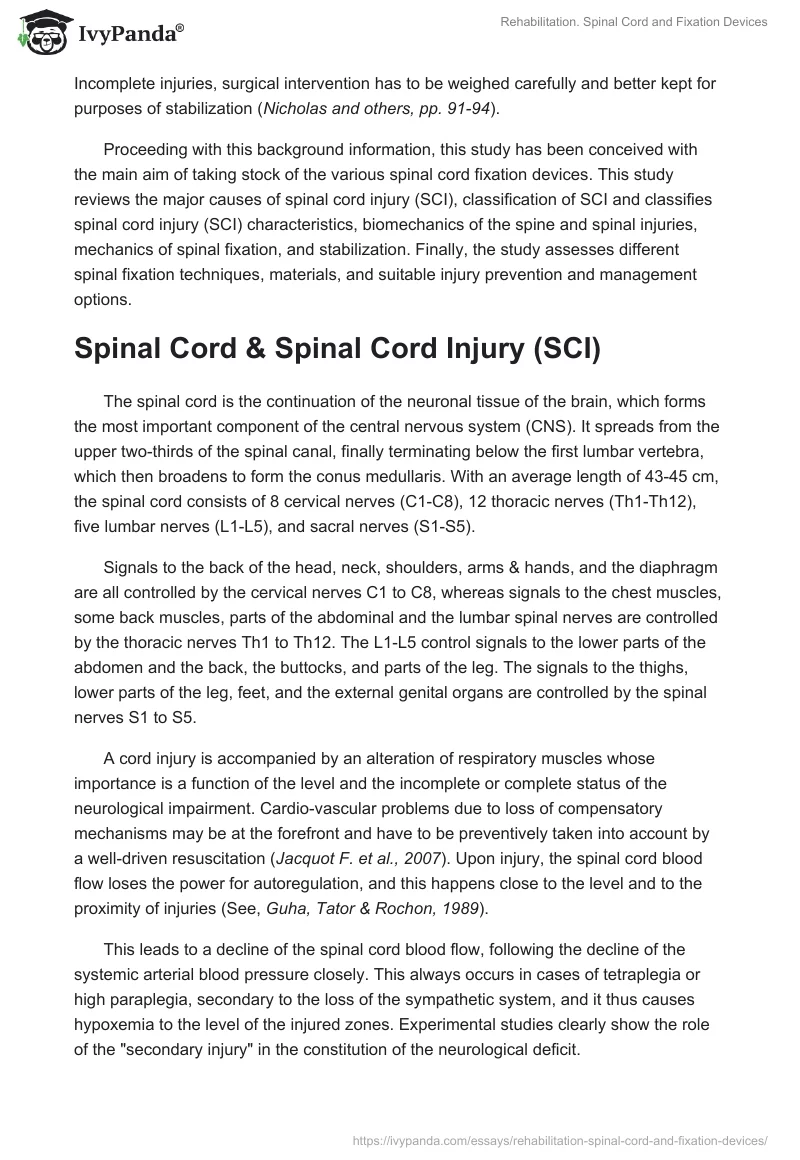 Rehabilitation. Spinal Cord and Fixation Devices. Page 3