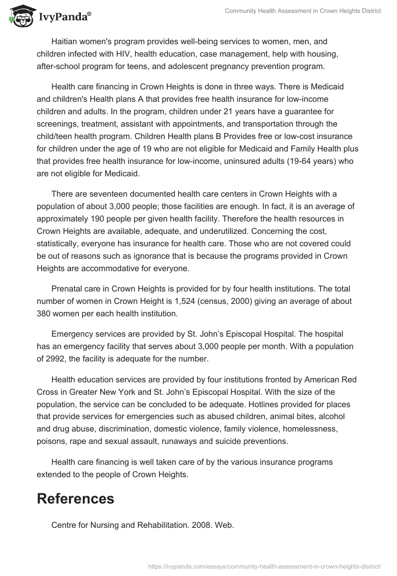 Community Health Assessment in Crown Heights District. Page 3