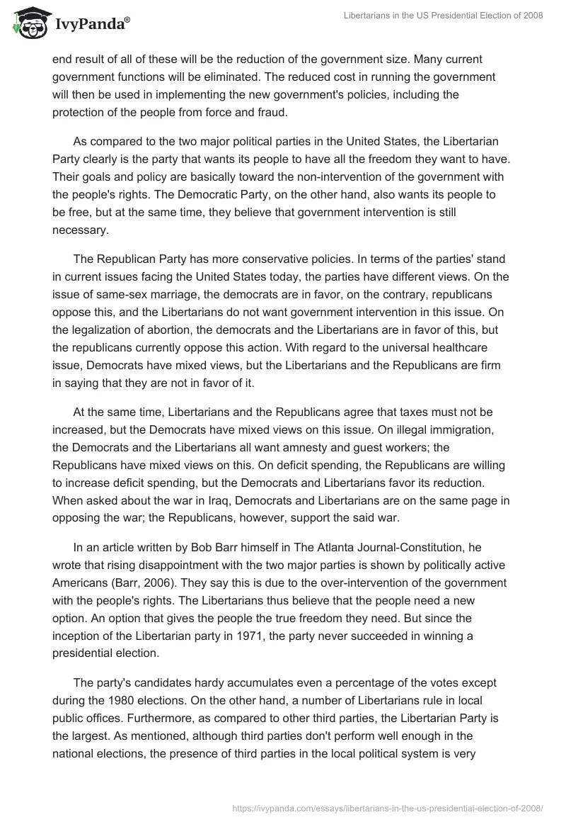 Libertarians in the US Presidential Election of 2008. Page 3