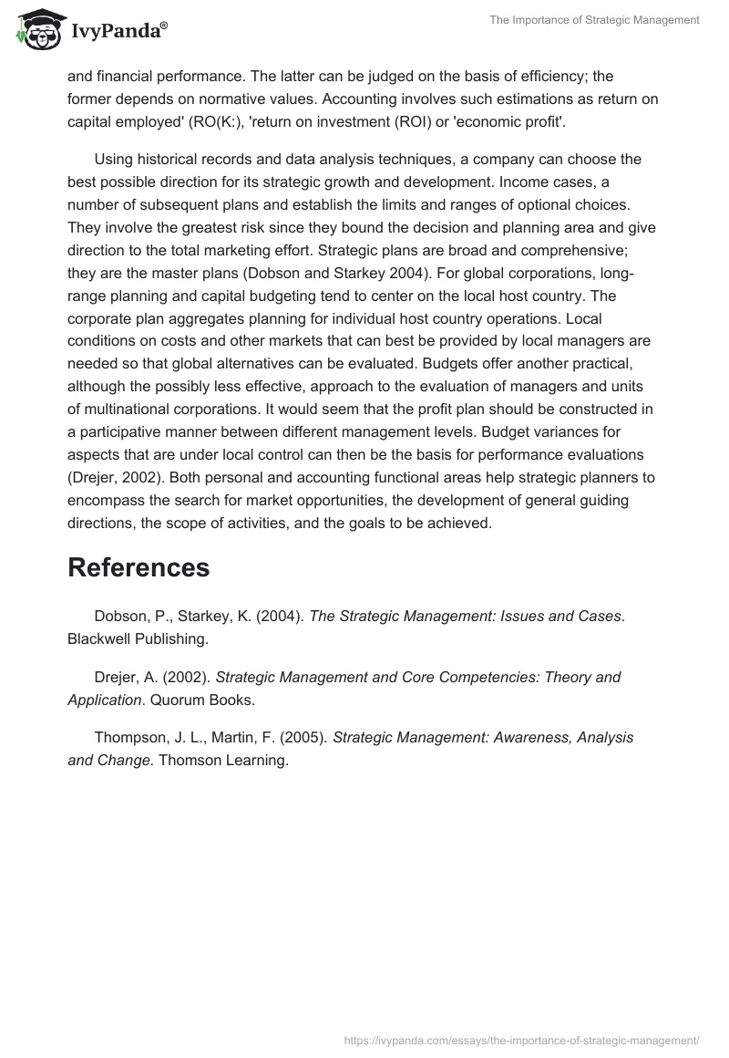 The Importance of Strategic Management. Page 2