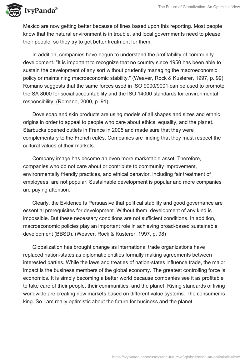 The Future of Globalization: An Optimistic View. Page 3