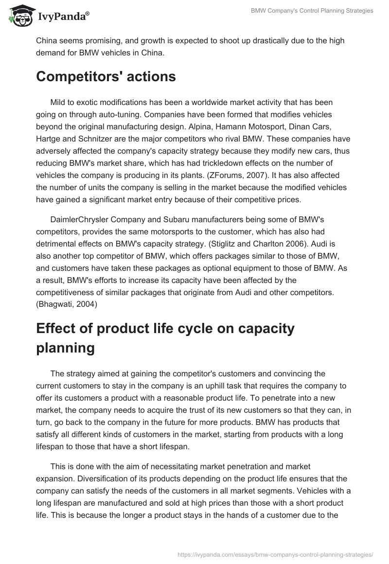 BMW Company's Control Planning Strategies. Page 5