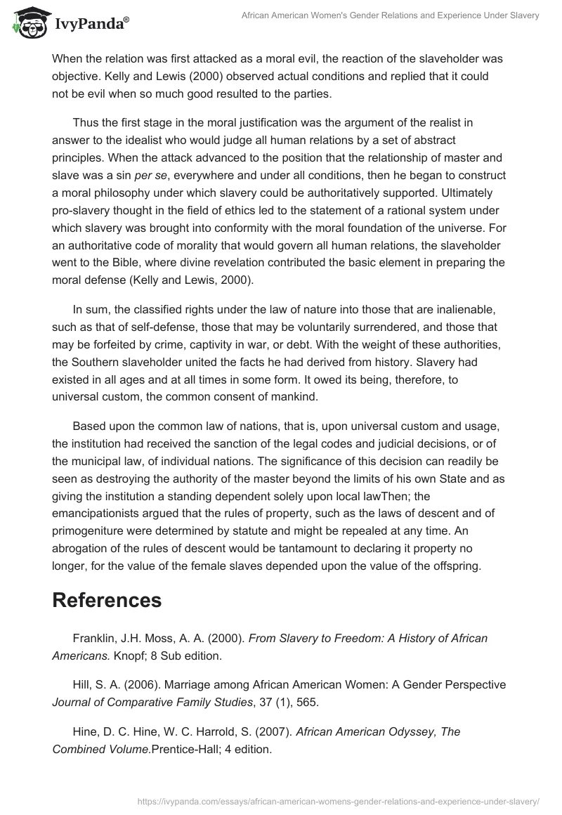 African American Women's Gender Relations and Experience Under Slavery. Page 5