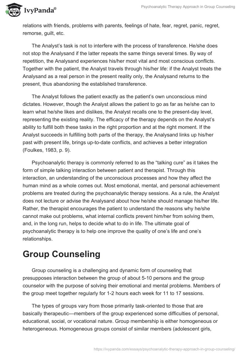 Psychoanalytic Therapy Approach in Group Counseling. Page 4