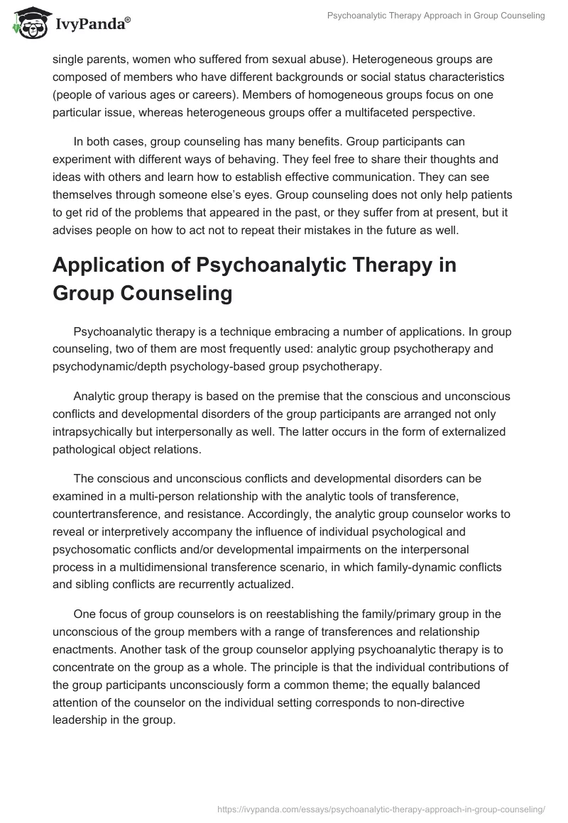 Psychoanalytic Therapy Approach in Group Counseling. Page 5