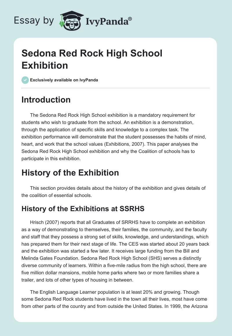 Sedona Red Rock High School Exhibition. Page 1
