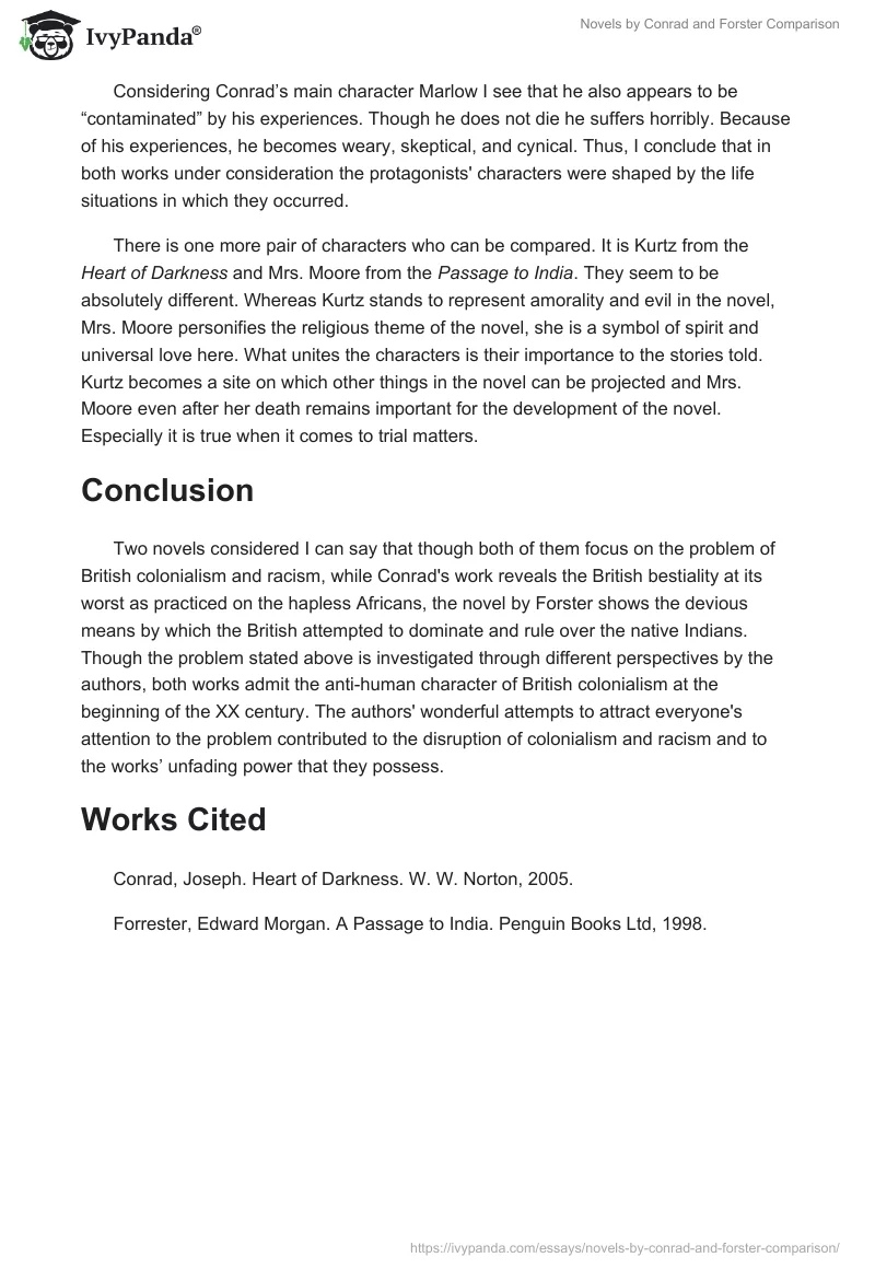 Novels by Conrad and Forster Comparison. Page 4