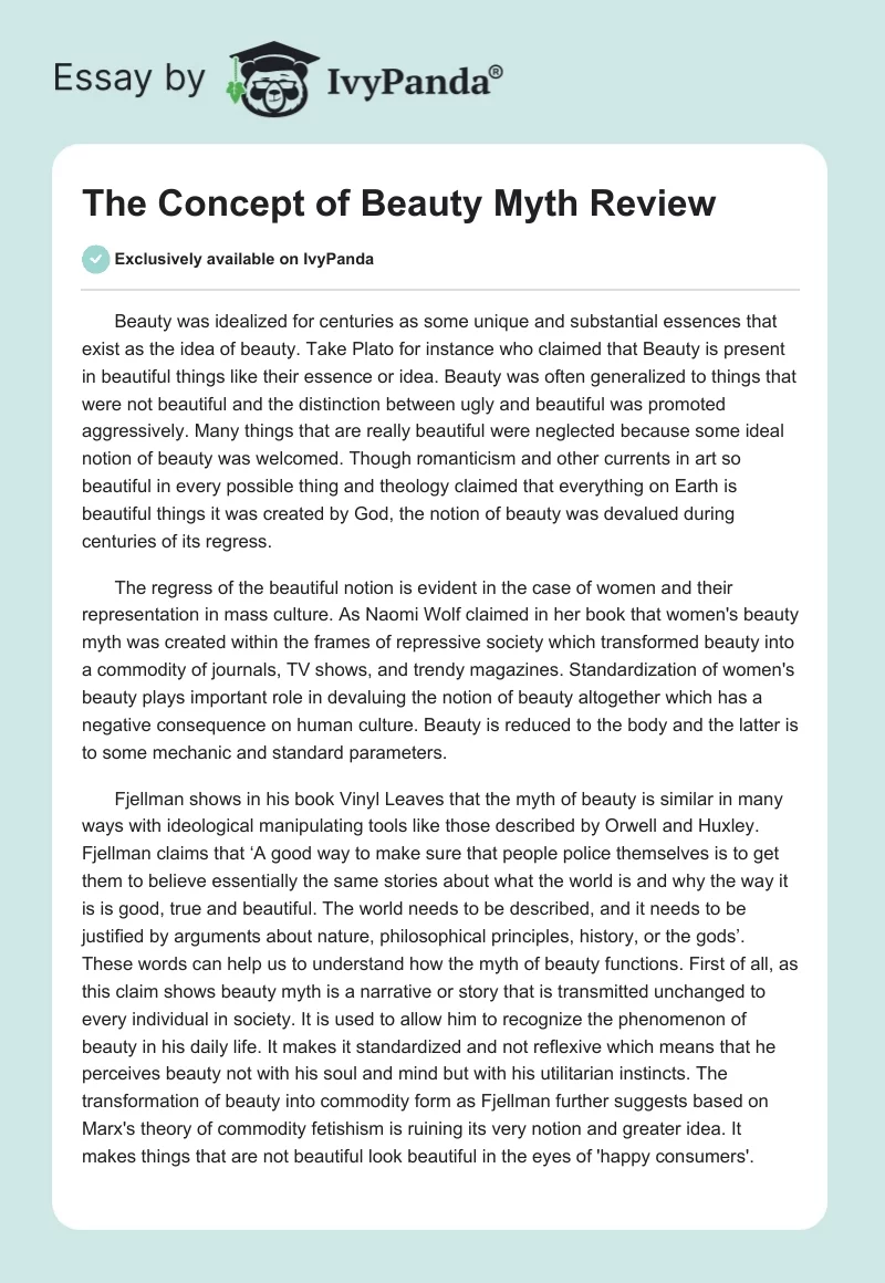 The Concept of Beauty Myth Review. Page 1