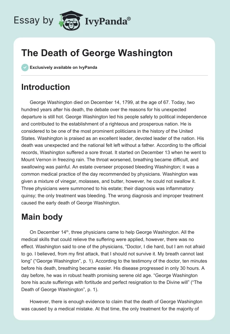The Death of George Washington. Page 1