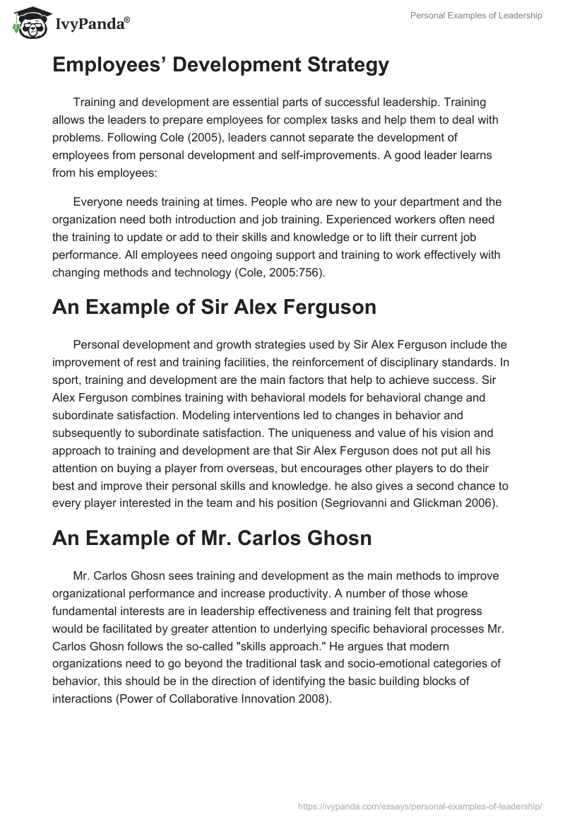Personal Examples of Leadership. Page 4