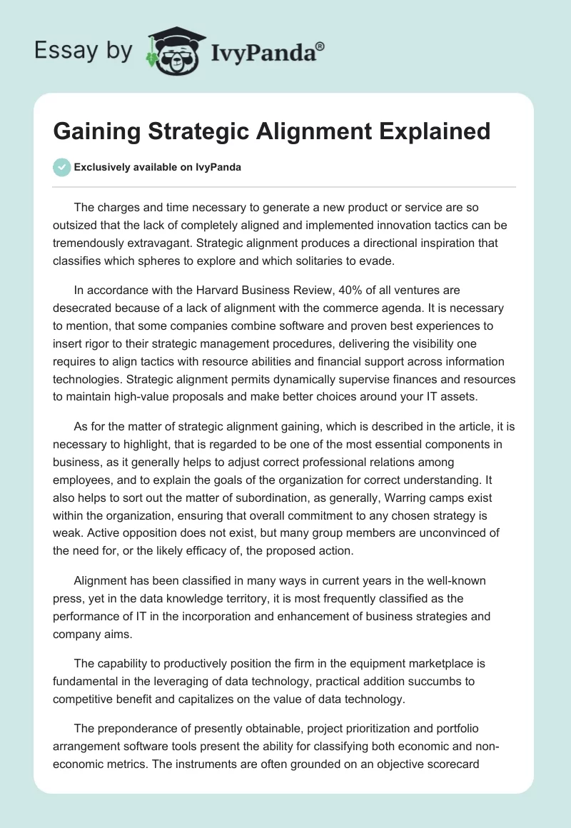 Gaining Strategic Alignment Explained. Page 1