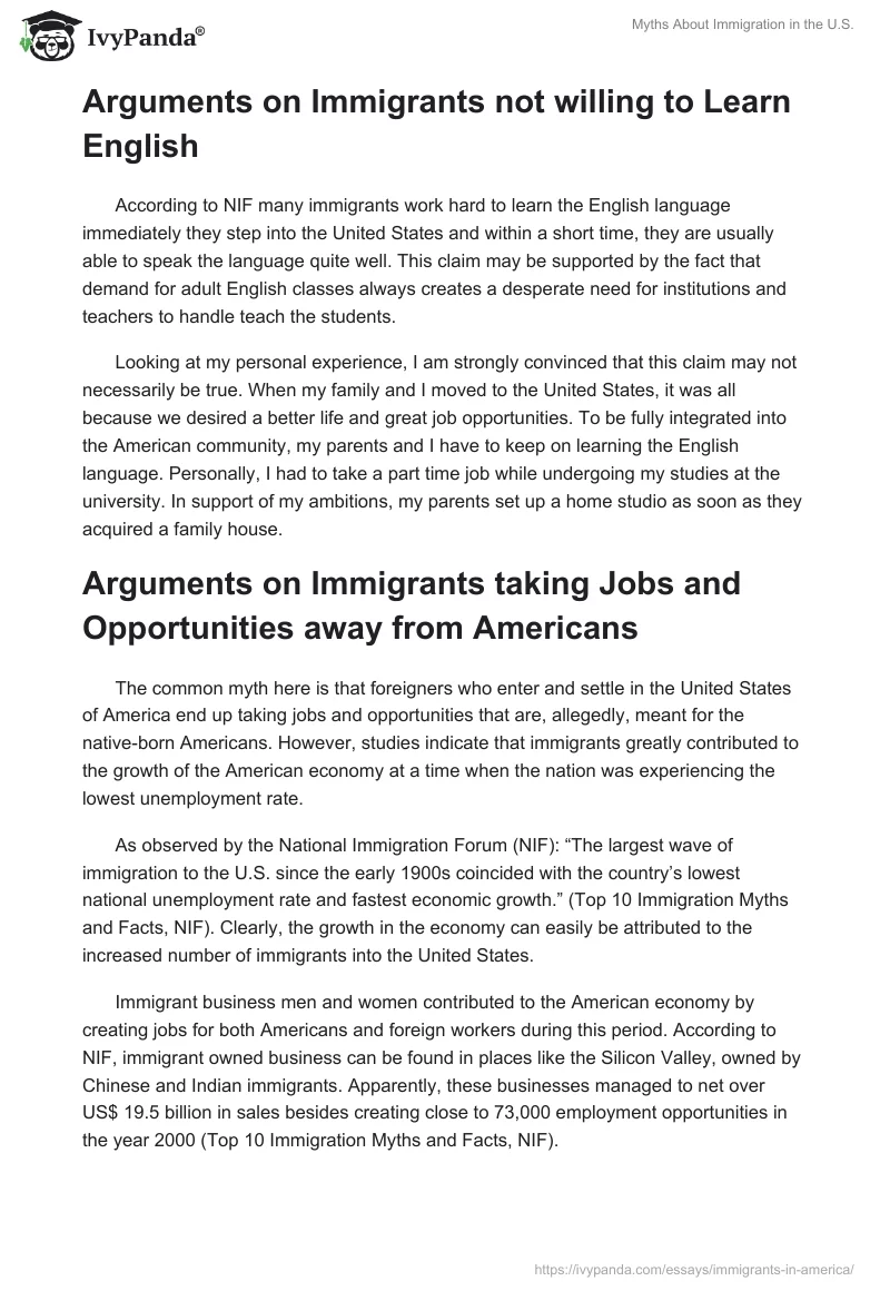 Myths About Immigration in the U.S.. Page 2