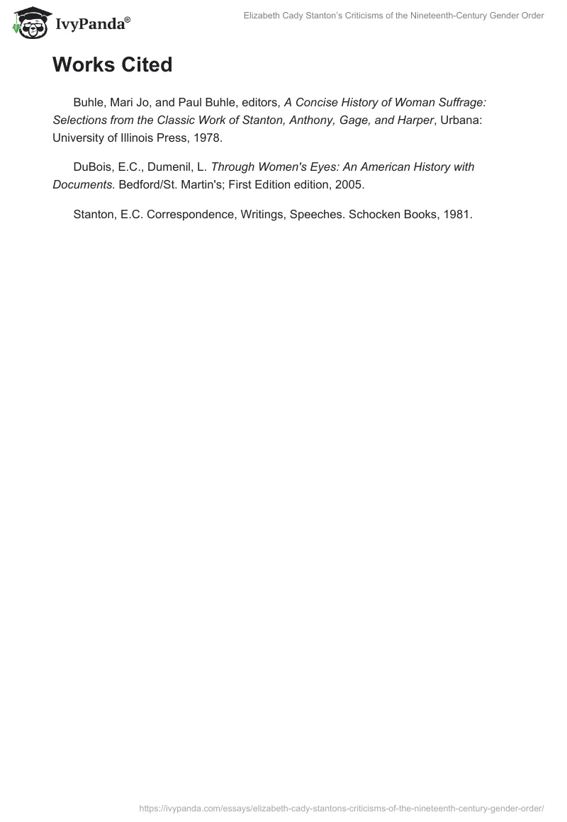 Elizabeth Cady Stanton’s Criticisms of the Nineteenth-Century Gender Order. Page 4