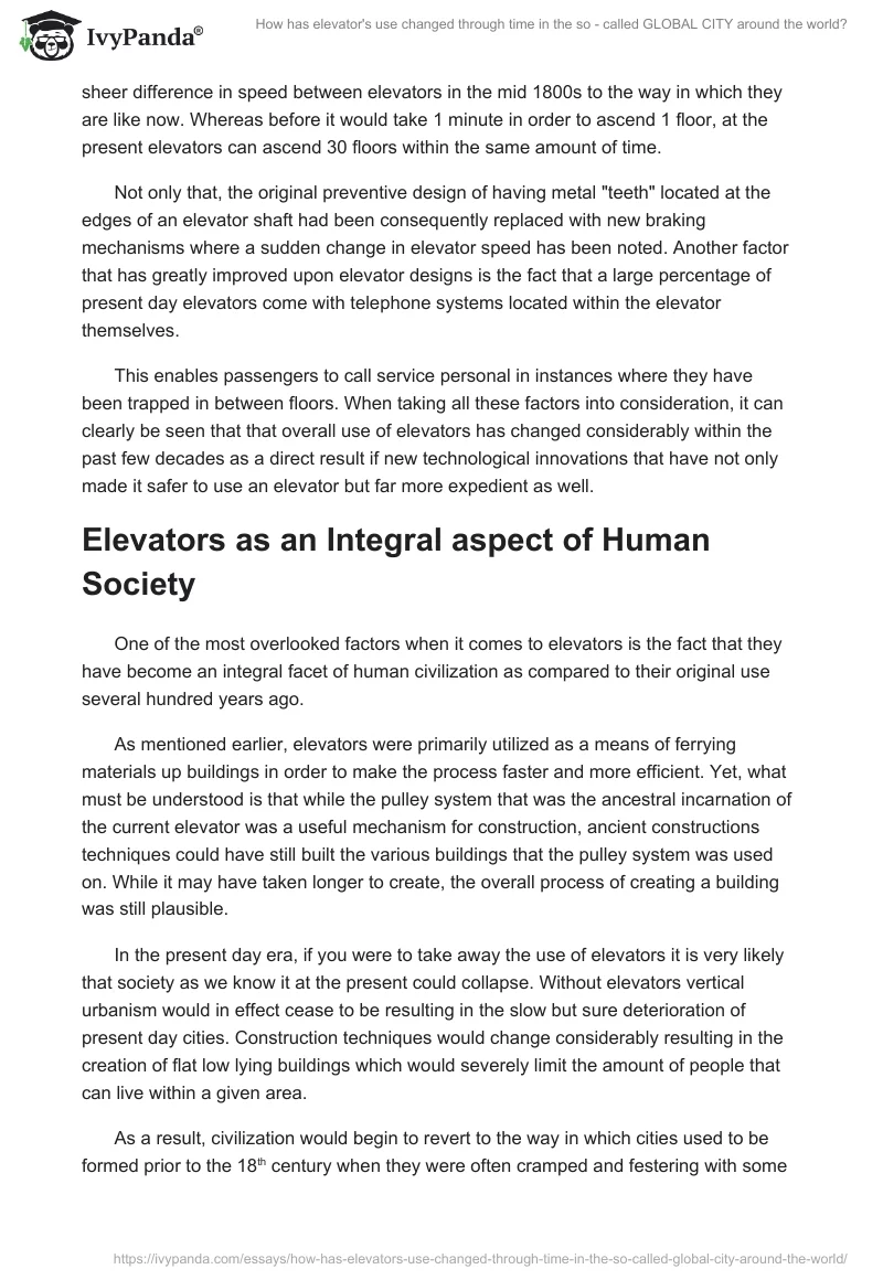 How has elevator's use changed through time in the so - called "GLOBAL CITY" around the world?. Page 3