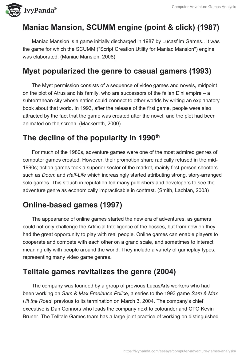 Computer Adventure Games Analysis. Page 2