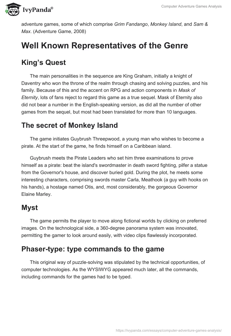 Computer Adventure Games Analysis. Page 3