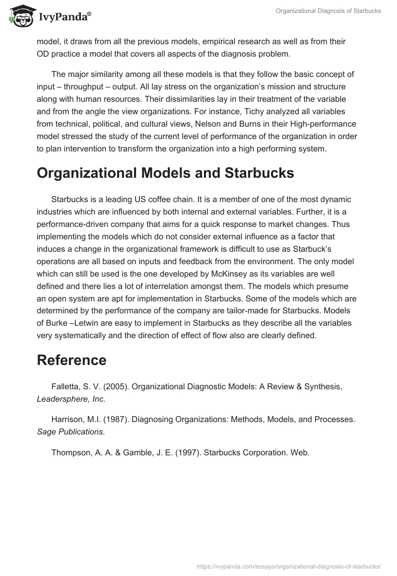 Organizational Diagnosis of Starbucks. Page 3