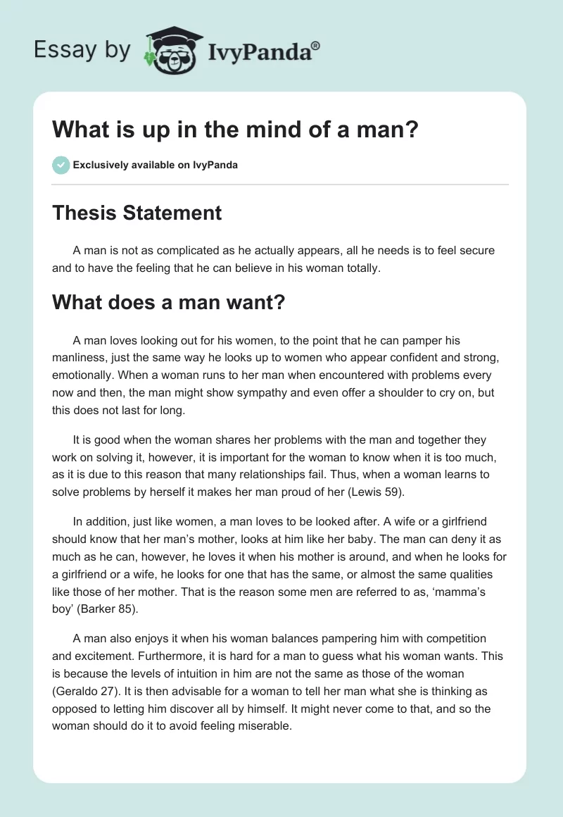 What Is up in the Mind of a Man?. Page 1