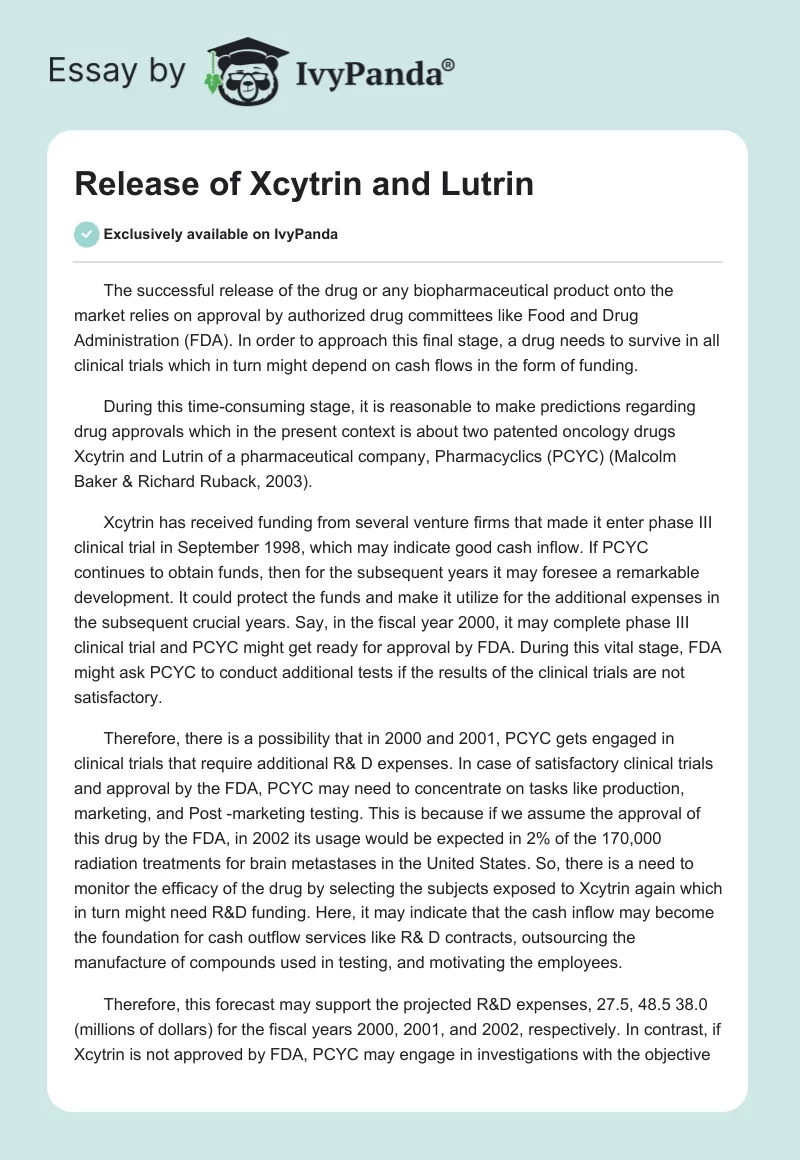 Release of Xcytrin and Lutrin. Page 1