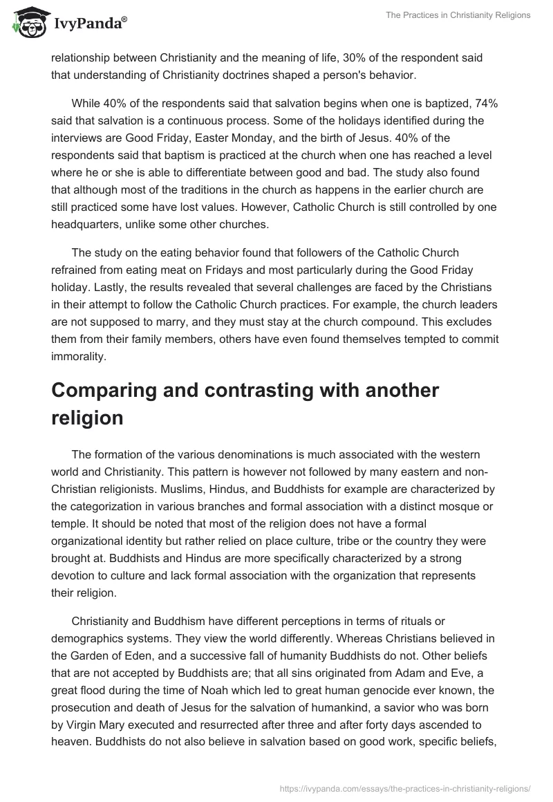 The Practices in Christianity Religions. Page 4